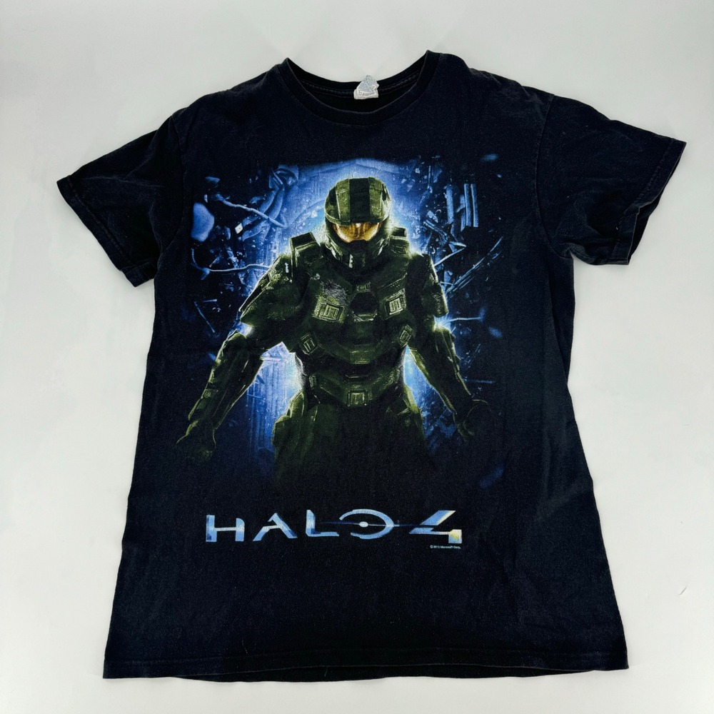 Vintage 2012 Halo 4 Master Chief Graphic T-Shirt Mens Medium Black Microsoft Tee